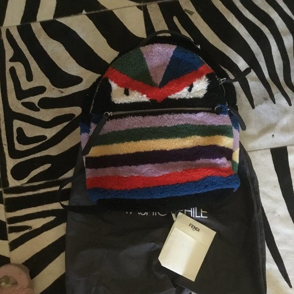 Fendi shearling monster eyes backpack New UNISEX $4700.00